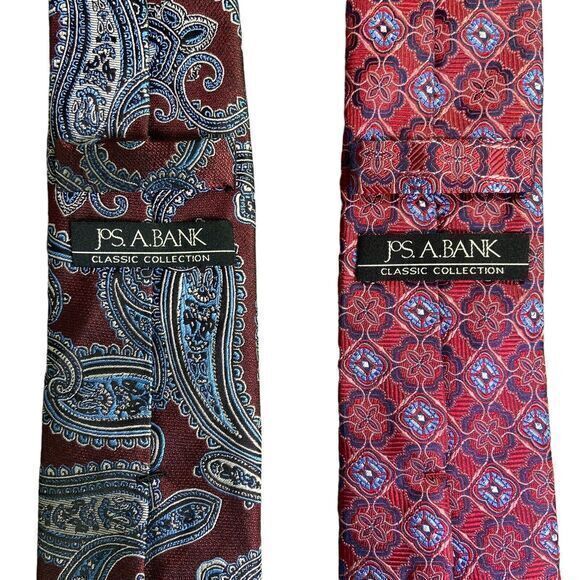 Lot of 2 Jos A Bank Classic Collection Ties Multicolor 100% Silk Handmade - Picture 5 of 10
